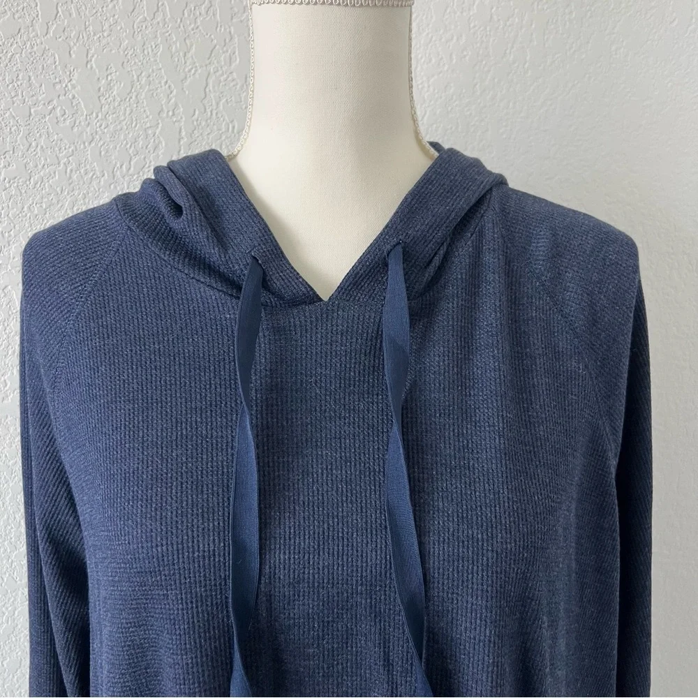 NWT Terez Waffle Knit‎ Long Sleeve Navy Blue Pullover Hoodie XL - Picture 4 of 10